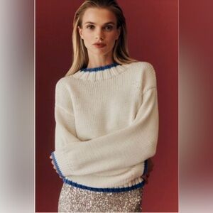 NWT Maeve by Anthropologie Blue & Cream Sweater